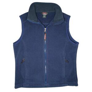 LL Bean Blue Fleece Zip Front Vest Womens SM Classic Outdoor Pockets 0 WN53